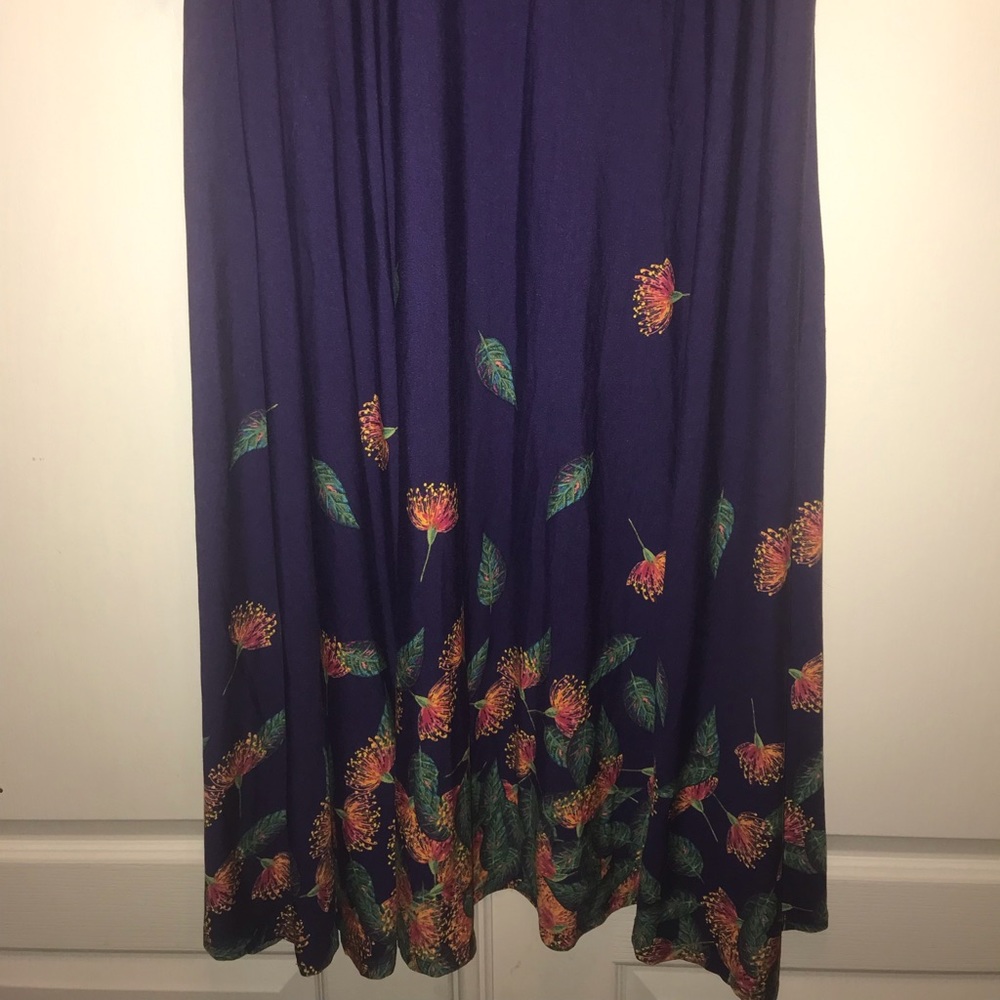Lularoe Maxi skirt, blue with floral print bottom